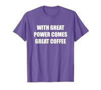 avec Une Grande Puissance, Un Excellent café T-Shirt, Homme, Violet Chiné, XXL