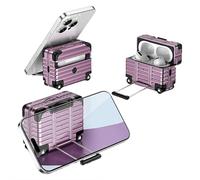 avec verrou de sécurité pour AirPods 4 2025, coque de protection en polycarbonate rigide avec porte-clés pour AirPods Pro 2e/1ère génération et Pro, comprend un kit de nettoyage (violet pour AirPods 4