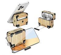 avec verrou de sécurité pour AirPods 4 2025, coque de protection en polycarbonate rigide avec porte-clés pour AirPods Pro 2e/1ère génération et Pro, comprend un kit de nettoyage (doré pour AirPods 4)