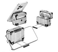 avec verrou de sécurité pour AirPods 4 2025, coque de protection en polycarbonate rigide avec porte-clés pour AirPods Pro 2e/1ère génération et Pro, comprend un kit de nettoyage (argenté pour AirPods