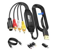avedio links Convertisseur VHS vers numérique, capture vidéo USB | Numérise VHS, VCR et DVD en 1080p et fonctionne avec Windows et Mac avec adaptateur péritel et AV inclus