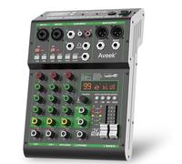 Aveek Audio Mixer,Table de Mixage Professionnelle avec USB/Bluetooth,4 Canaux D'entrée Stéréo DJ Mixer,48V Phantom Power 99 DSP Effect pour Pc Recording Studio Streaming