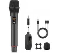 Aveek Microphone sans Fil, Microphone sans Fil Rechargeable Dynamique 2,4 GHz, pour Karaoké, Chanter, Soirée DJ, Église, Mariage, Discours, 1 pièce