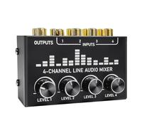 Aveek Mini Audio Mixer,petite console de mixage à 4 canaux RCA stéréo à très faible bruit avec contrôles de volume individuels pour microphone,guitares,claviers,table de mixage pour la scène
