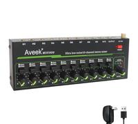 Aveek Mini Table de Mixage, Table de Mixage Stéréo à 10 Canaux Silencieuse | Table de Mixage Stéréo avec Entrées et Sorties Trs 1/4", Commutation Stéréo/Mono pour Guitare, Clavier, Basse, Scène