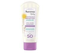 Aveeno Baby Continuous Protection Zinc Oxide Mineral Sunscreen Lotion With Broad Spectrum SPF 50, Sweat And Water Resistant, 3.0 Fl. Oz