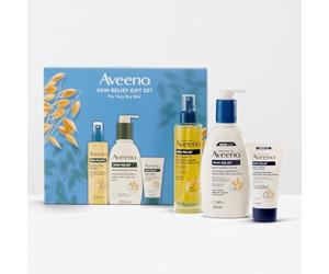 Aveeno Coffret cadeau soulagement de la peau | Contient un spray d'huile corporelle de 200 ml, une lotion hydratante de 300 ml et une crème hydratante pour les mains de 75