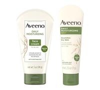 Aveeno Daily Moisturizing Fragrance-Free Crème visage et cou à l'avoine pour peaux sèches 142 ml & Aveeno Daily Moisturizing Body Lotion à l'avoine apaisante 75 ml (lot de 2)