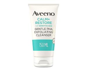 Aveeno Face Calm+Restore Gentle PHA Nettoyant exfoliant (1 x 150 ml), avec de l'huile d'avoine et du PHA d'origine naturelle, nettoyant pour le visage pour peaux sensibles, exfoliant assez doux pour