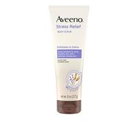 Aveeno Gommage corporel anti-stress, gel douche exfoliant pour une peau plus douce, plus lisse, formulé avec un parfum prébiotique d'avoine et de lavande pour calmer et se détendre, sans sulfate et