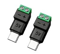 Avejjbaey 2Pcs 5V3A Type C à 2 Broches Bornes à vis Connecteur convertisseur pour Un câblage Facile Solution de sans Fer à souder Connecteur USB Type C mâle/Femelle