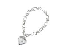 Avejjbaey Antique Fermoir Mousqueton chaîne de Cou en Alliage en Forme de Coeur Montre de Poche chaîne Collier Unique Accessoire de Mode Bijoux Antique Pendentif Collier