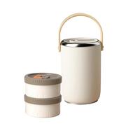 Avejjbaey Bocal alimentaire en acier inoxydable 304 avec plusieurs compartiments isolés sous vide - Boîte à déjeuner isotherme - Anti-fuite - Empilable - Pour le bureau - Avec plusieurs niveaux