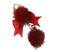 Avejjbaey Breloque polyvalente pour sacs à main et sacs à dos, porte-clés tendance doux au toucher, sphère en peluche avec nœud pour femmes avant-gardistes, Rouge, taille unique