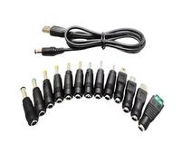 Avejjbaey Câble d'alimentation 5 V USB vers cordon d'alimentation 5,5 x 2,1 mm avec 13 connecteurs pour routeur, lumières LED, haut-parleurs, petits appareils ménagers, câble de charge