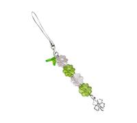 Avejjbaey Chaîne de téléphone à perles faite à la main - Trèfle à quatre feuilles - Breloque colorée pour téléphone portable, 13.8cm, Alliage acrylique