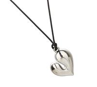 Avejjbaey Collier avec cordon ciré réglable - Collier en forme de cœur réglable pour les jeunes, 85cm, Corde en cuir, cœur en résine, ferrures en acier inoxydable