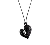 Avejjbaey Collier avec cordon ciré réglable - Collier en forme de cœur réglable pour les jeunes, 85cm, Corde en cuir, cœur en résine, ferrures en acier inoxydable