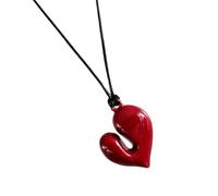 Avejjbaey Collier avec cordon ciré réglable - Collier en forme de cœur réglable pour les jeunes, 85cm, Corde en cuir, cœur en résine, ferrures en acier inoxydable