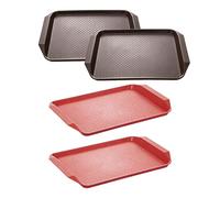 Avejjbaey De 4 plateaux en mélamine robustes pour la manipulation des aliments lors d ' une célébration de barbecue et pour une utilisation en cuisine, y compris un plateau de cuisine antidérapant