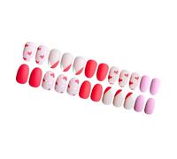 Avejjbaey Lot de 24 faux ongles courts à pression avec motifs cœurs mats pour femmes et filles