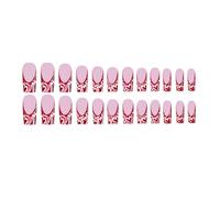 Avejjbaey Lot de 24 faux ongles press on nails, moyens, cercueil, en forme de cœur, à coller sur les ongles