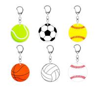 Avejjbaey Lot de 6 porte-clés créatifs en acrylique sur le thème du sport pour cadeaux d'anniversaire, amis, collègues, esprit sportif, cadeau décoratif