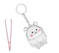 Avejjbaey Porte-clés Commémoratif pour Petits Poils d'animaux Boîtier en Plastique Présentoir Compact Pendentif Collecteur De Fourrures pour Propriétaires Hamsters Souvenir Vitrines Poils