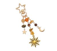 Avejjbaey Porte-clés créatif en perles - Porte-clés élégant - Décoration de clé soleil - Convient pour les femmes - Assorti à diverses tenues, 01 Or vieilli 0259, As shown in the figure