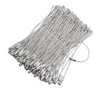 Avejjbaey Porte-clés en Fil d'acier Inoxydable Chaîne Tressée Anneaux D'étiquette De Bagage Lourd Corde Métallique Anneaux en Fil Inoxydable 60 Pièces