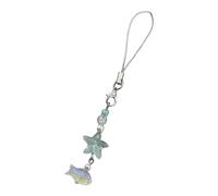 Avejjbaey Porte-clés thème étoile de mer poisson breloque téléphone portable breloque tendance en verre perle téléphone charme portefeuille élégant, 11cm * 1.5cm * 0.05cm, Verre/émaillé