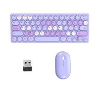 Avejjbaey Silents Clicks Ensemble de touches rondes rétro 2,40 G Connectivité portable pour bureau, voyage, utilisation Plug and Play