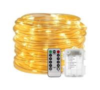 AVEKI Guirlande lumineuse LED de 10 m, 100 LED, à piles, avec télécommande et 8 modes, étanche, décoration pour intérieur ou extérieur, jardin, mariage (lumière chaude)