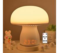 AVEKI Lampe de chevet tactile pour chambre à coucher, veilleuse champignon avec heure et télécommande, lampe de table à intensité variable avec 3 couleurs de lumière et 3 minuteries, lampe de bureau