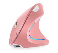 AVEKI Souris verticale ergonomique rechargeable sans fil 2,4 GHz pour droitier avec 4 DPI réglables 800/1200/1600/2400, 6 boutons, compatible avec PC, ordinateur de bureau, Mac (rose)