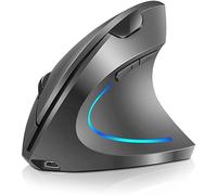 AVEKI Souris verticale ergonomique rechargeable sans fil 2,4 GHz pour droitier avec 4 DPI réglables 800/1200/1600/2400, 6 boutons, compatible avec PC, ordinateur de bureau, Mac (gris)