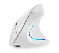 AVEKI Souris verticale ergonomique rechargeable sans fil 2,4 GHz pour droitier avec 4 DPI réglables 800/1200/1600/2400, 6 boutons, compatible avec PC, ordinateur de bureau, Mac (blanc)