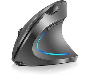 AVEKI Souris verticale ergonomique rechargeable sans fil 2,4 GHz pour droitier avec 4 DPI réglables 800/1200/1600/2400, 6 boutons, compatible avec PC, ordinateur de bureau, Mac (gris)