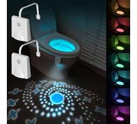 AVEKI Veilleuse à détecteur de mouvement, 16 couleurs changeantes RVB, lumière LED pour cuvette de toilette, rechargeable par USB et détecteur de mouvement pour salle de bain, installation facile,