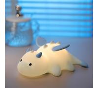 AVEKI Veilleuse pour enfants, joli dragon de lait en silicone avec 7 couleurs, intensité variable et rechargeable, lampe de chevet magnétique dinosaure pour chambre de bébé, cadeau pour garçons et