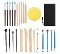Avemest Set de 25 Outils de Modelage, Outils de Poterie pour Argile, Kit d'outils Poterie pour Céramique, Kit de Poterie avec Sac de Rangement, kit de gravure DIY, Pour Sculpture,Artistes et Débutants