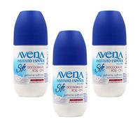 Avena Instituto Español Lot de 3 flacons de déodorant roll-on doux, extrême douceur, longue durée de vie, non alcool, 3 flacons