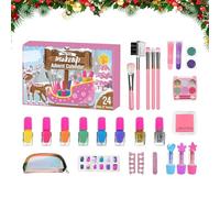 Avènement de maquillage de Noël, kit de cosmétiques pour filles, set de faveurs de vacances, 24 jours à rebours, à 3 ans et plus amical, jeu de rôle amusant, accessoire de performance de scène, fête e