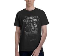 Avenged Metal Band T-Shirt Homme 100% Coton à Manches Courtes avec Logo Deathbat et Motif Rock Vintage, idéal pour Les Fans Large