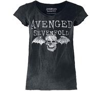 Avenged Sevenfold Deathbat Femme T-Shirt Manches Courtes Noir 100% Coton Regular/Coupe Standard