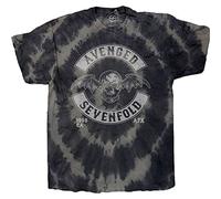 Avenged Sevenfold T Shirt Deathbat Crest Officiel Unisex Dip Dye Charcoal Gris Size M