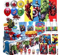 Avengers cadeaux de fête super-héros Spiderman Slap Bracelets autocollant masque porte-clés ballons pour enfants décoration de fête d'anniversaire Décoration de gâteau - 24 pièces