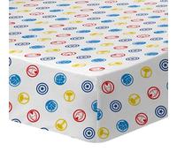 Avengers Home Drap-Housse imprimé lit 1 Personne Team | 100% Coton | Oeko-TEX | Drap Housse Enfant 90x190 cm | Blanc