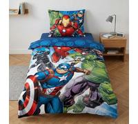 Avengers Housse de Couette 140x200 + Taie 65x65 Coton Marvel Cadeau | Parure de lit réversible 1 personne | Coton naturel respirant Oeko-Tex | Captain America Hulk | Garçon | Cadeau