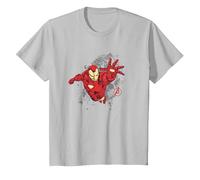 Avengers Iron Man Splash T-Shirt, Enfant, Argent, 4 Ans
